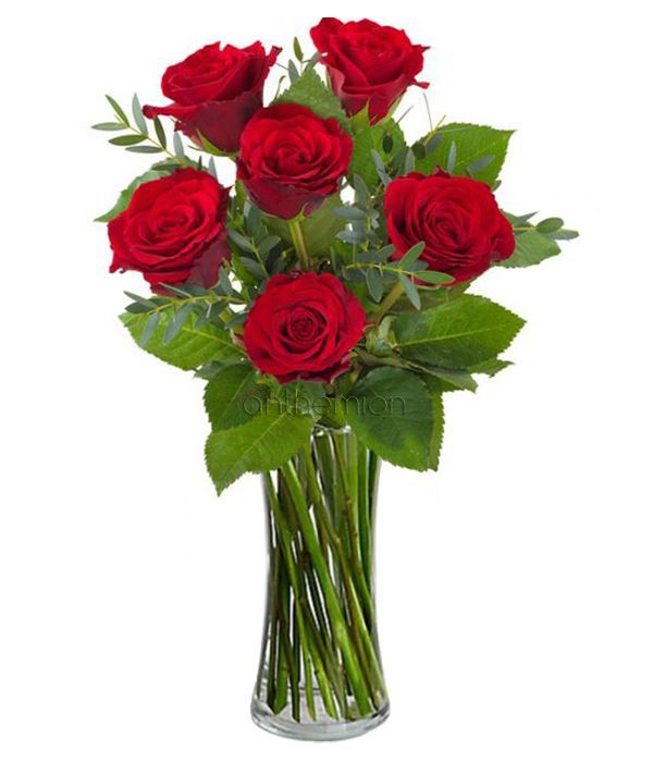 Μπουκέτο με 6 κόκκινα τριαντάφυλλα 