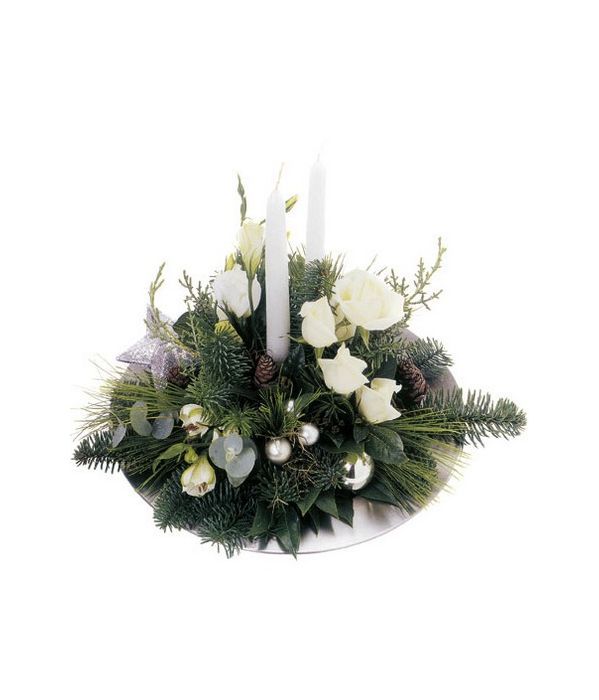 Silver and white Christmas centerpiece