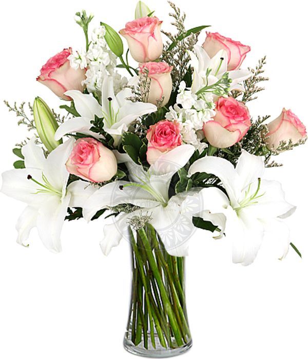 Μπουκέτο με λευκά και ροζ άνθη