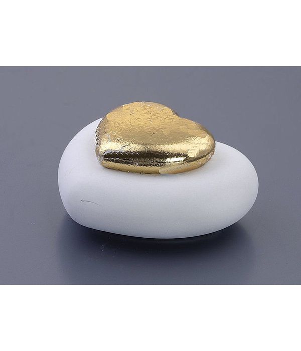 Decorative ceramic white heart candle holder with gold heart-shaped lid