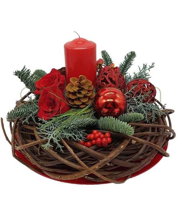 Festive centerpiece with candle