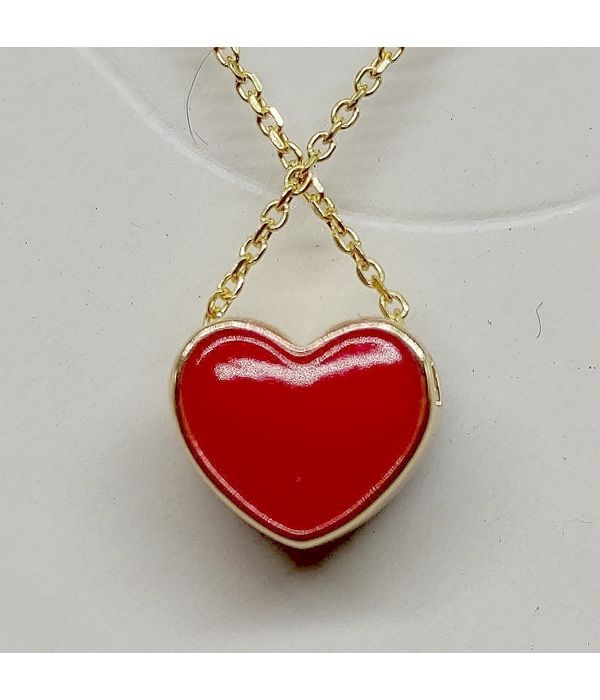 Pendant with blue and red heart - mood necklaces