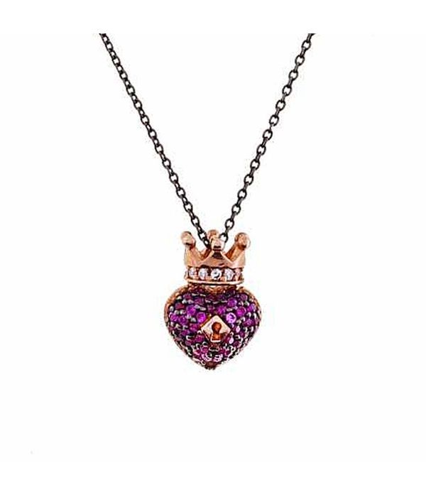 Elegant heart pendant with crown
