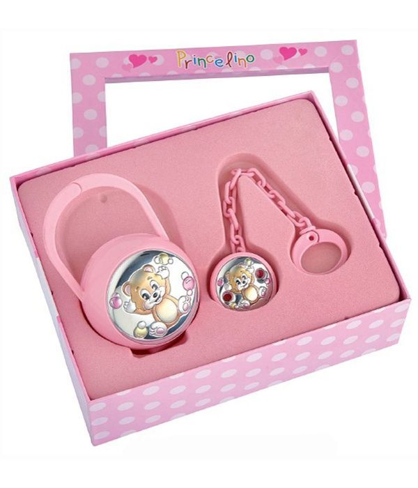 Σετ θήκη και κλιπ πιπίλας από ασήμι