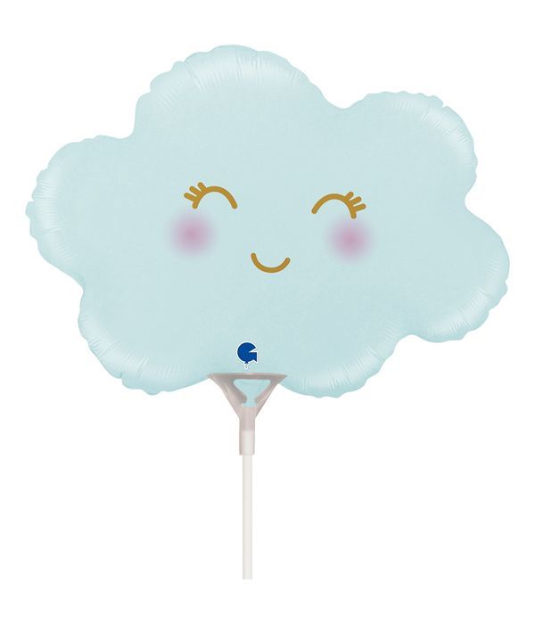 Blue foil bubble balloon with pink cheeks 36cm