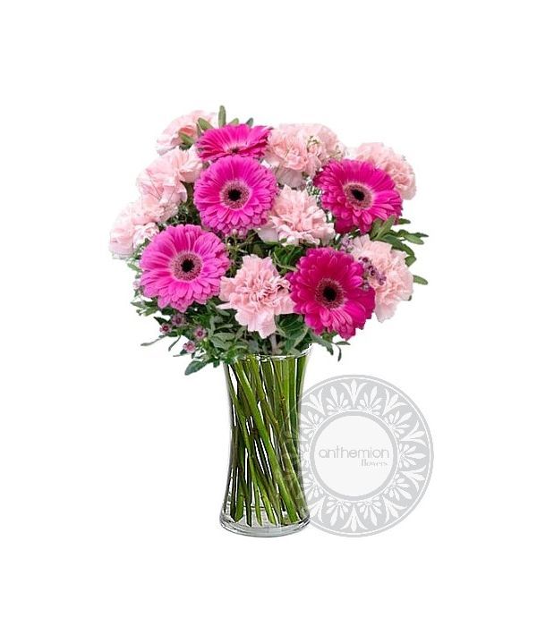 Gerberas and carnations in fuchsia/pink