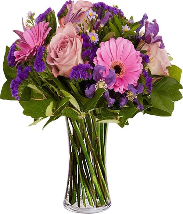 Bouquet with purple and pink flowers. VASE IS NOT INCLUDED