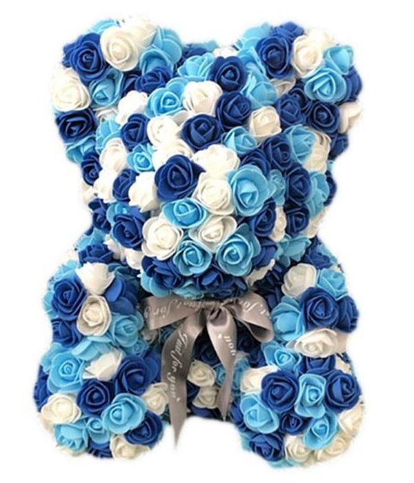 rose teddy bear blue