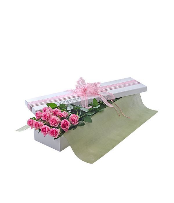 Αποπλάνηση, κουτί με 12 ροζ τριαντάφυλλα