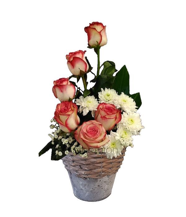 Arrangement with Roses and Chrysanthemum