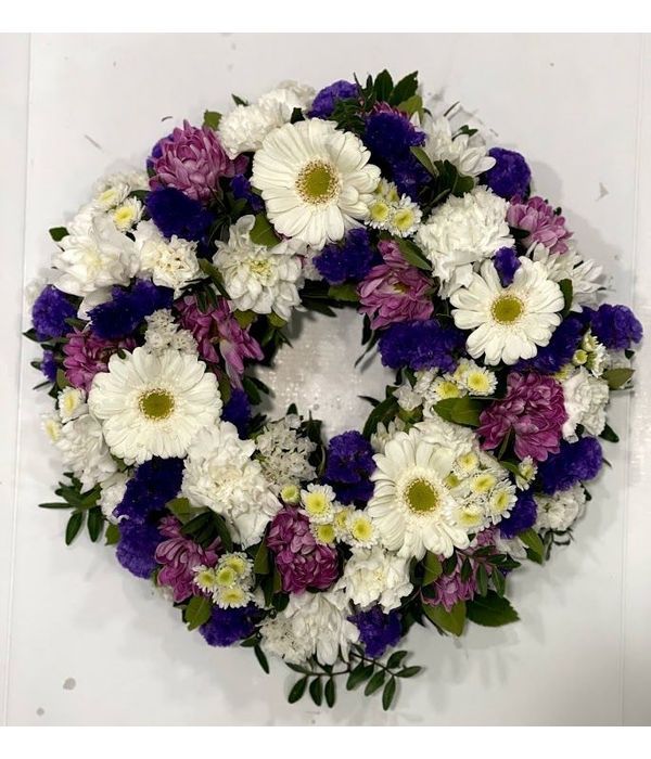 May Wreath in white and purple