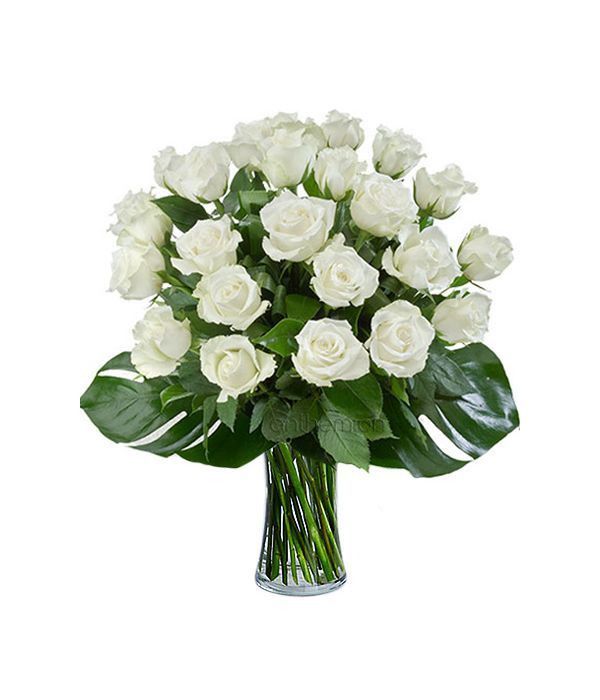 24 Long Stemmed White Roses