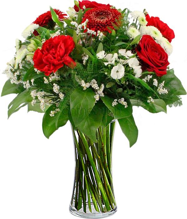 Congratulations bouquet in red and white | VASE IS NOT INCLUDED