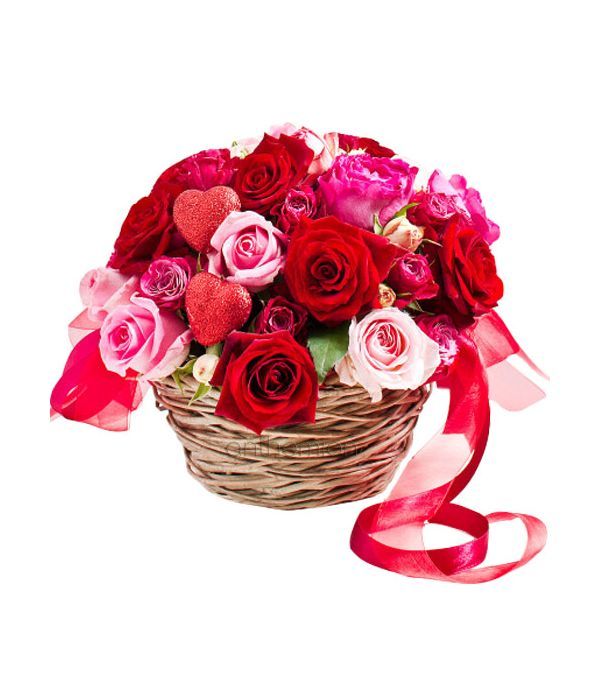 Romantic Roses in Basket
