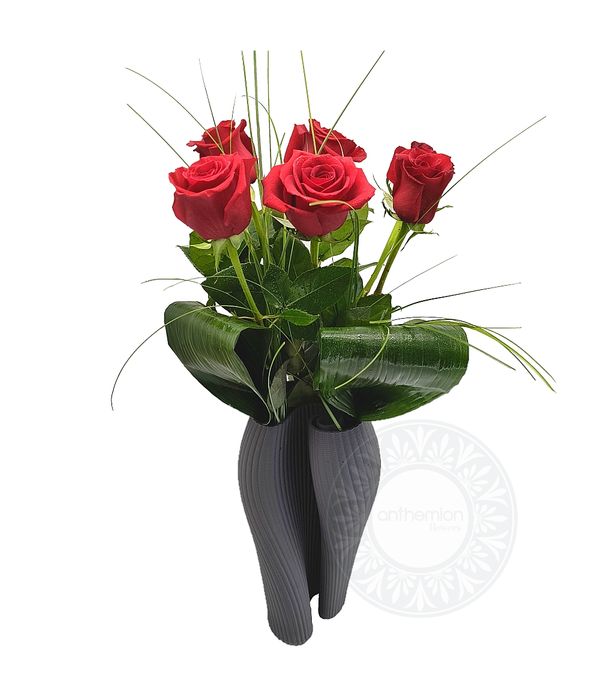 Red roses in a special vase