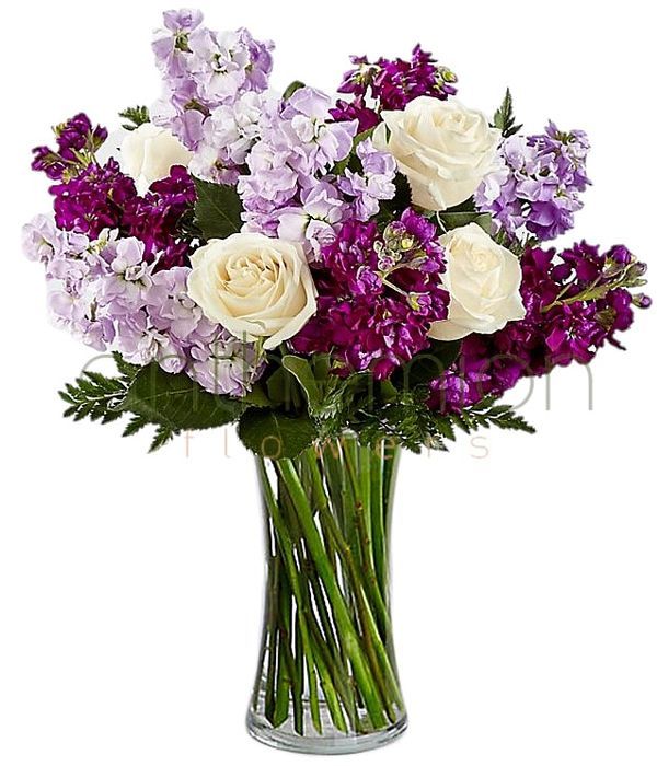Youthful love with purple flowers