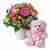 Arrangement for newborn baby girl with a teddy bear