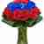 Blue and red roses bouquet