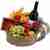 Basket with fruits, wine and chocolates
