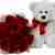 Αρκούδος και μπουκέτο με κόκκινα τριαντάφυλλα